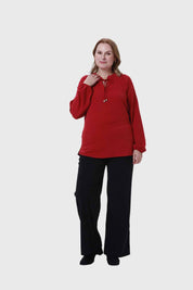 Blusa Mujer Con Plisado Guinda