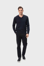 Sweater Hombre Cuello V Básico Azul