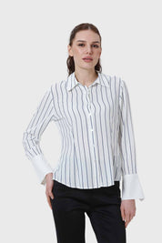 Blusa Mujer Abotonada Con Pinzas Blanco