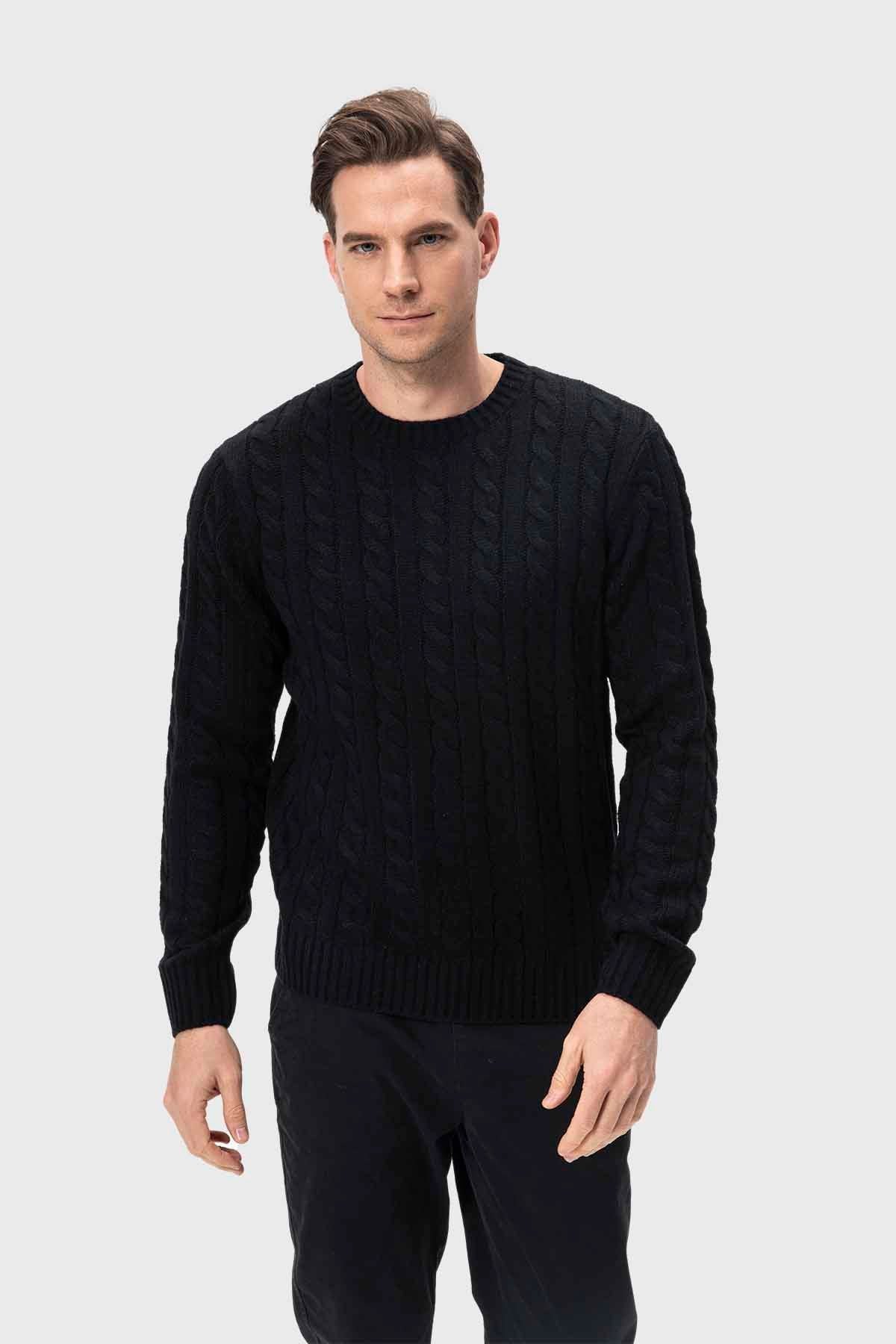 Sweater Hombre Trenzado Negro