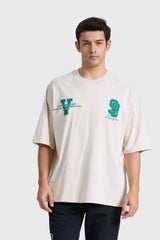 Polera Hombre Print Oversize Beige
