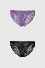 Calzón Mujer Bipack Bikini Encaje Negro
