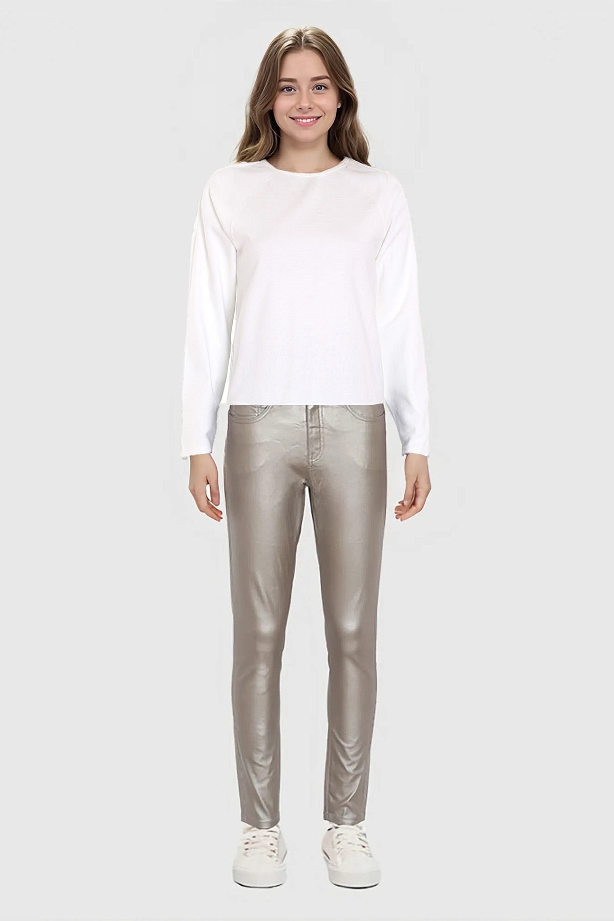 Jeans Mujer Skinny Brillante Champagne