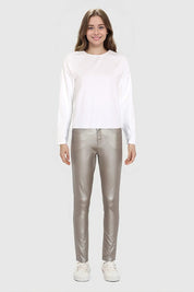 Jeans Mujer Skinny Brillante Champagne