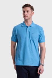Polera Hombre Piqué Básica Azul