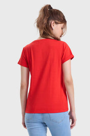 Polera Mujer Gráfica Roll Up Rojo