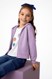 Polerón Niña Con Textura Mangas Lila