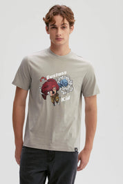 Polera gris de hombre con estampado de Eustass Kid de One Piece