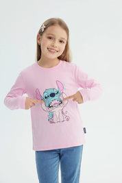 Polera Niña Lilo And Stich Rosado