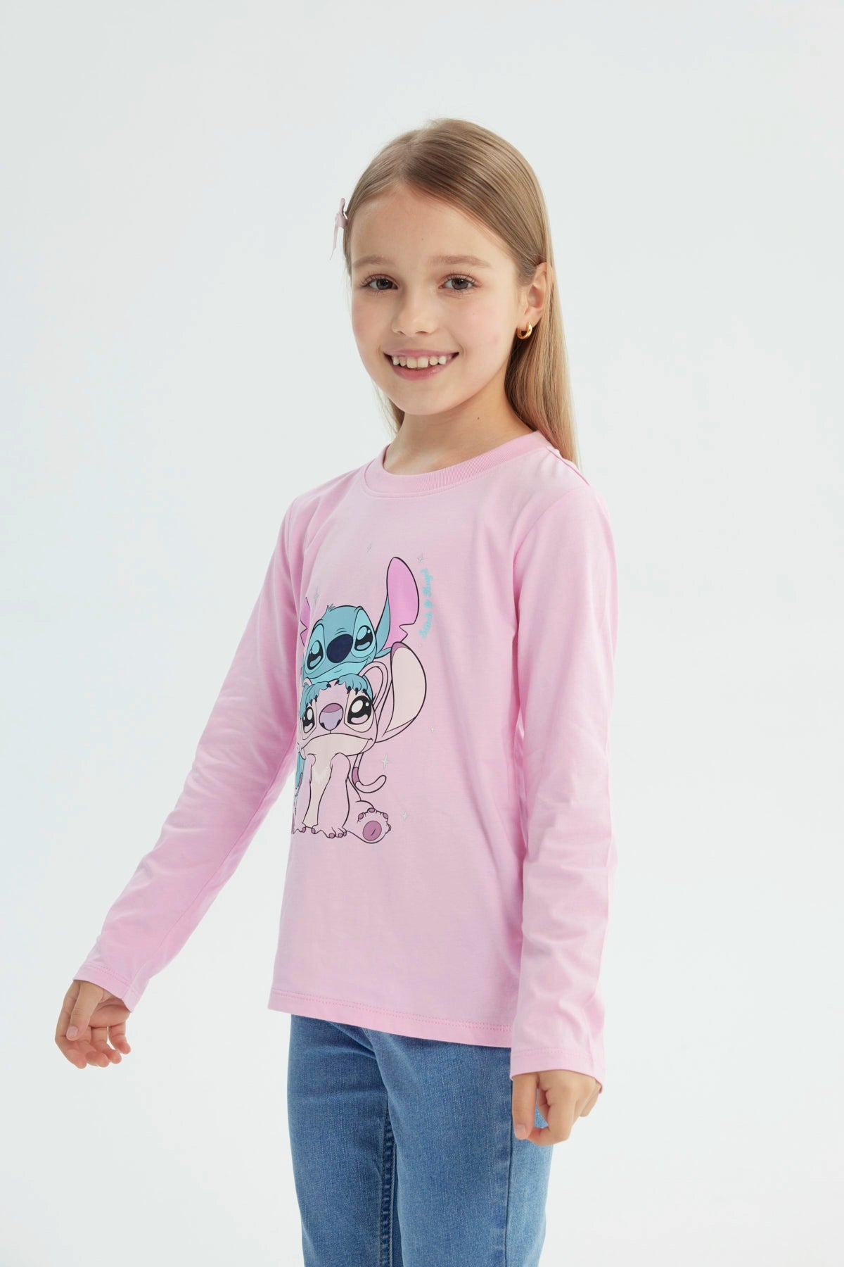 Polera Niña Lilo And Stich Rosado