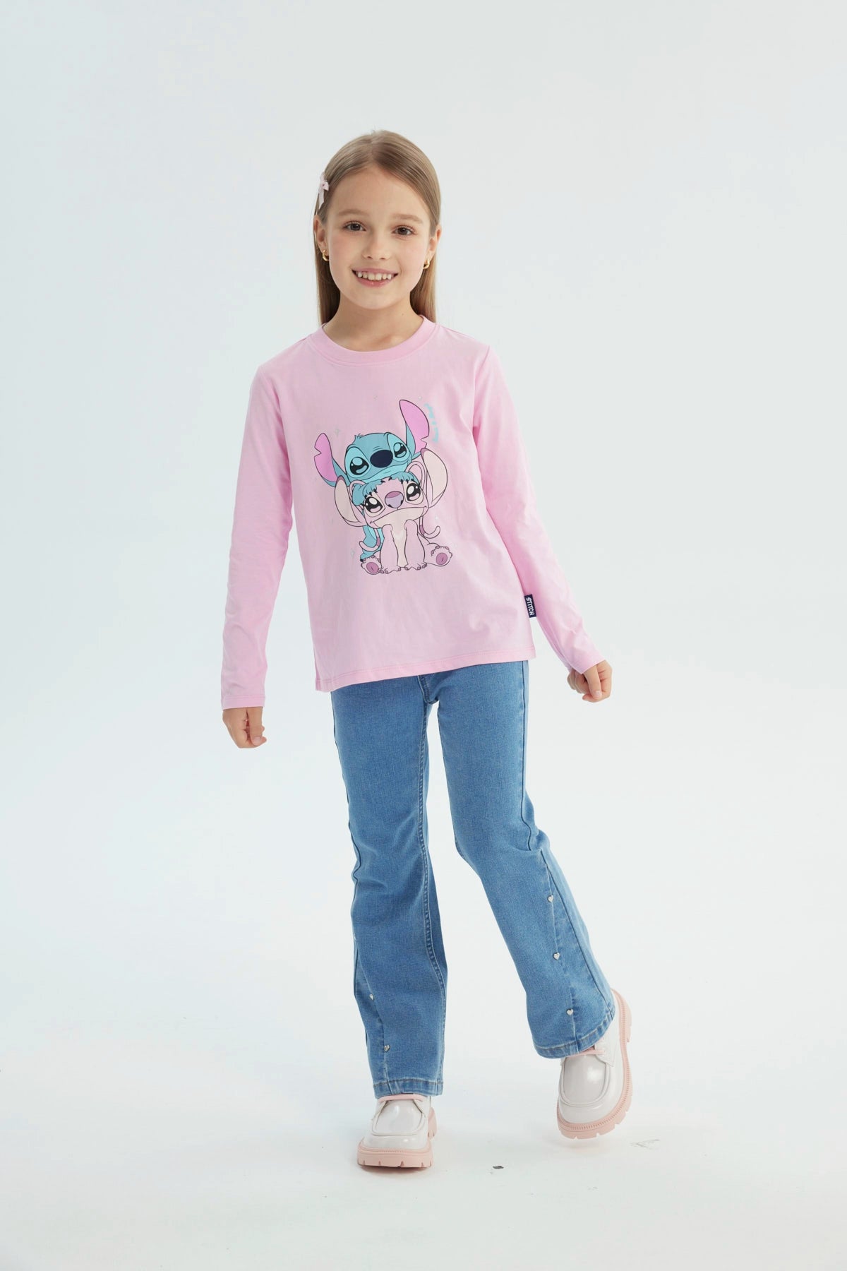 Polera Niña Lilo And Stich Rosado
