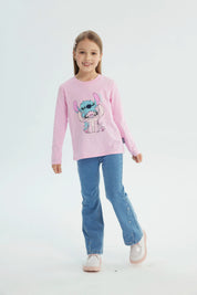 Polera Niña Lilo And Stich Rosado