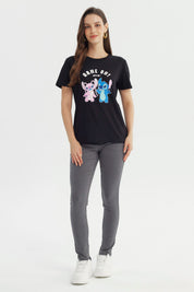 Polera Mujer Lilo & Stitch Negro