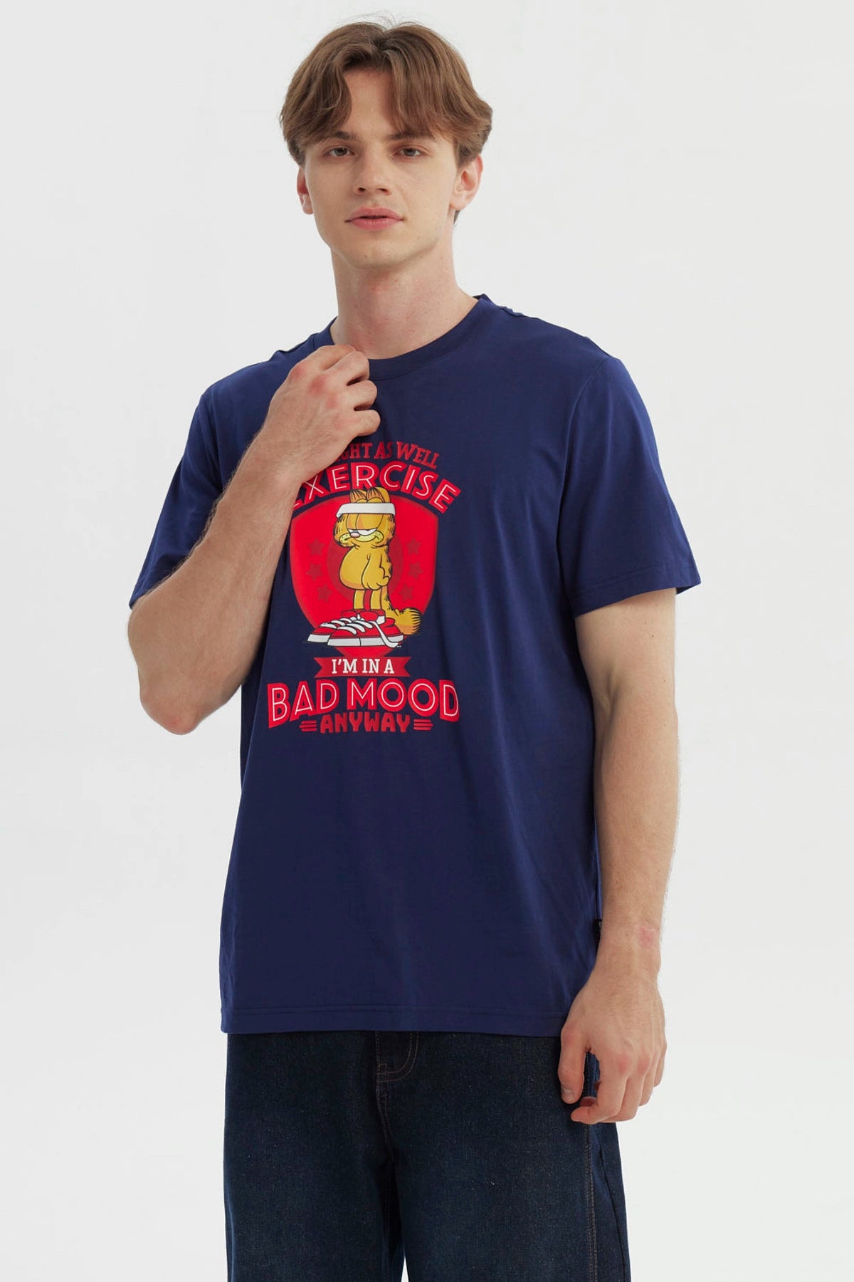 Polera Hombre Garfield Azul Marino