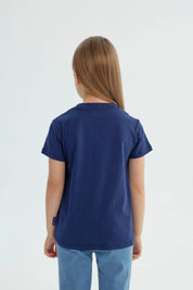 Polera Niña Lilo And Stitch Azul Marino