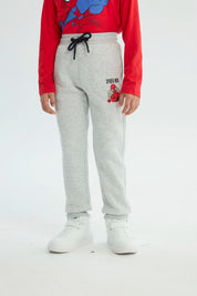 Pantalón Buzo Niño Spiderman Gris Melange Claro