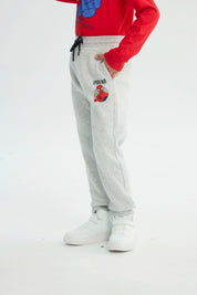 Pantalón Buzo Niño Spiderman Gris Melange Claro