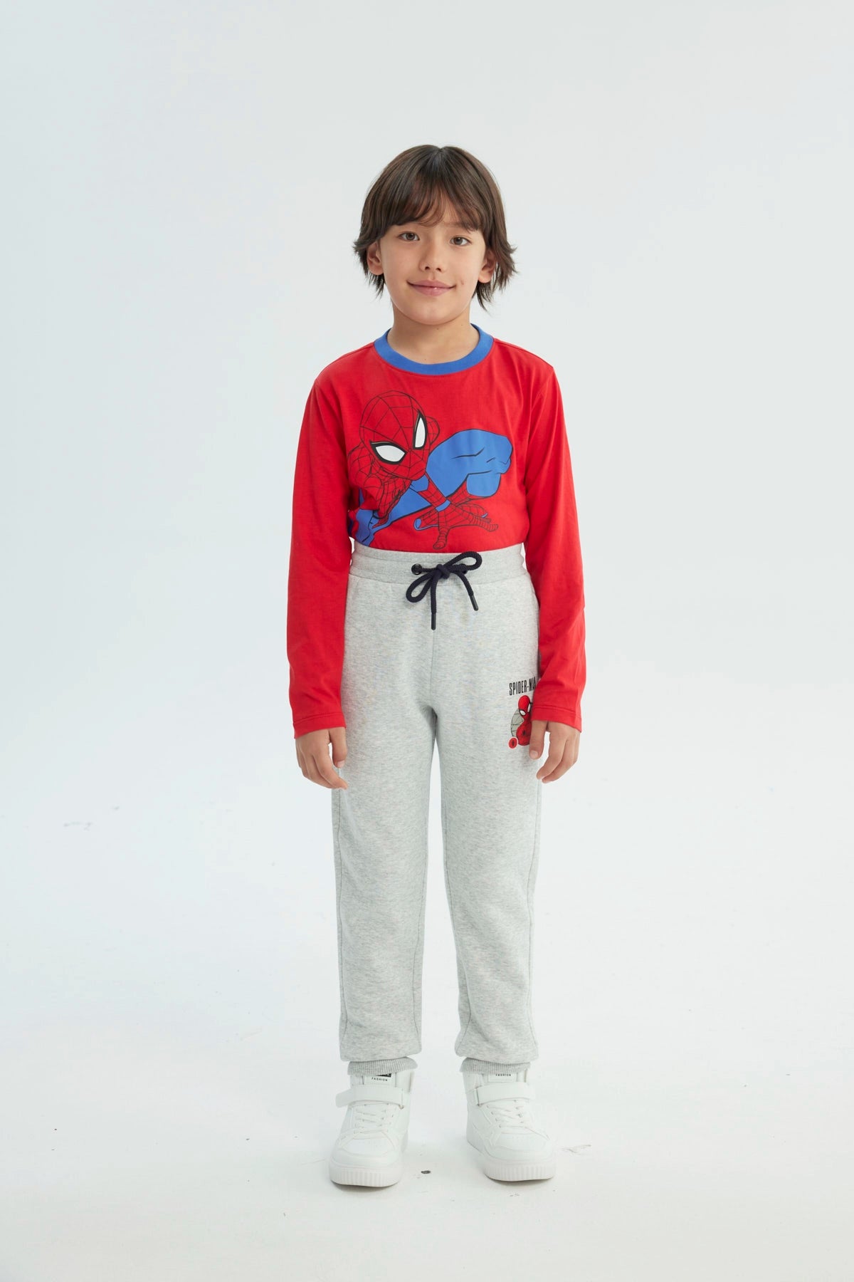 Pantalón Buzo Niño Spiderman Gris Melange Claro