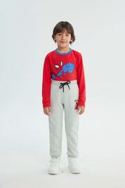 Pantalón Buzo Niño Spiderman Gris Melange Claro