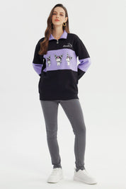 Polerón Mujer Half Zipper Kuromi Negro