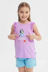 Polera Bluey Niña Lila