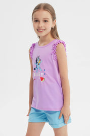 Polera Bluey Niña Lila