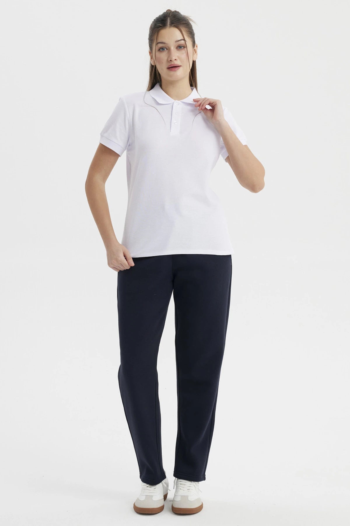 Pantalón Buzo Mujer Calce Recto Slim Azul Marino