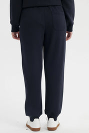 Pantalón jogger azul marino para mujer con cintura elástica y ajuste de cordón prenda lisa ideal para días relajados