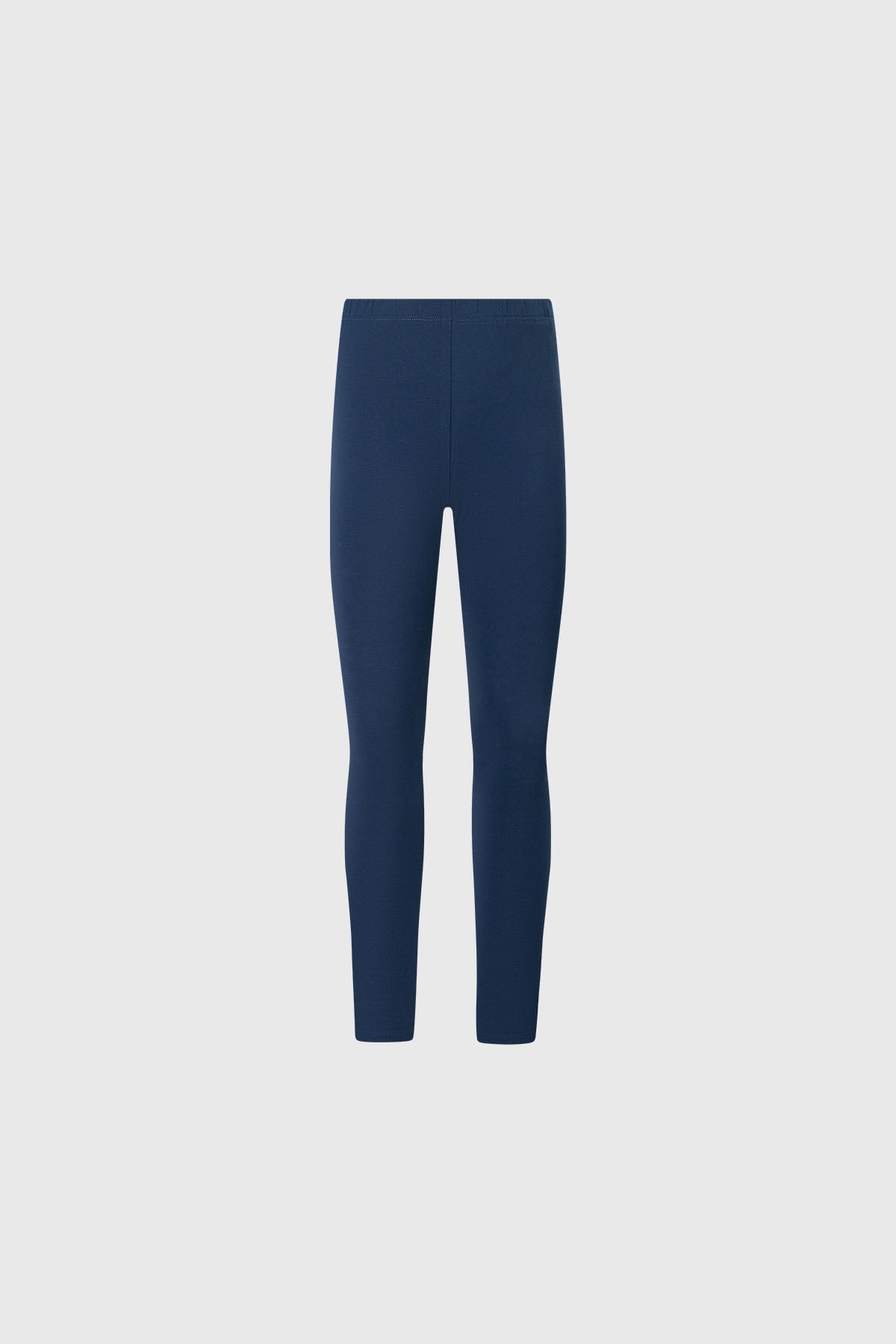 Bipack de calzas para niña en azul marino y diseño floral azul blanco calza lisa y estampada a la izquierda de tamaño completo