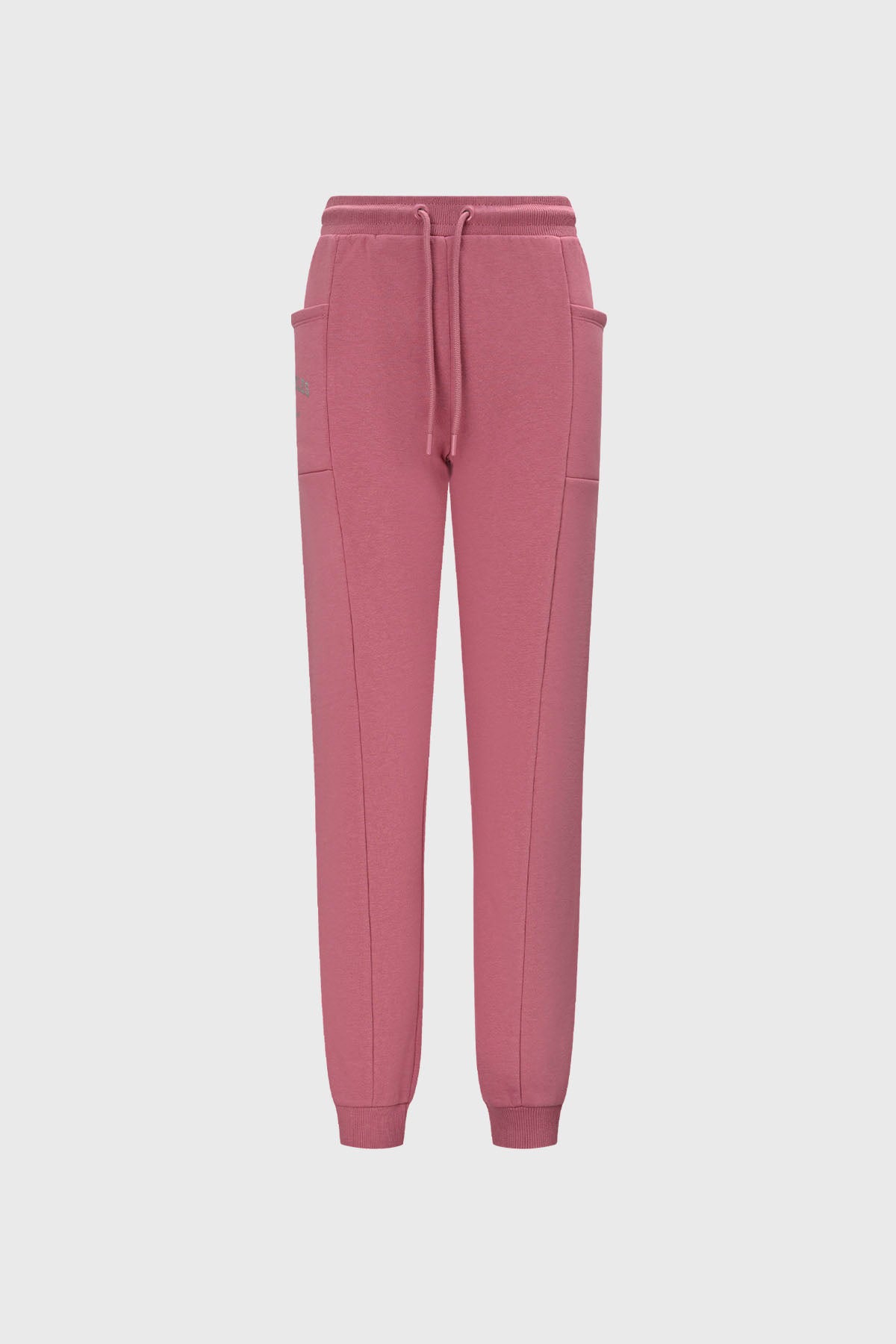Pantalones buzo niña bipack rosado con ajuste de cordón y bolsillos amplios uno rosado otro gris diseño liso casual