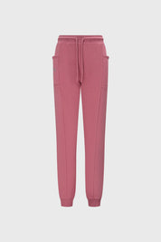 Pantalones buzo niña bipack rosado con ajuste de cordón y bolsillos amplios uno rosado otro gris diseño liso casual