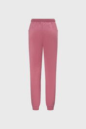 Pantalones buzo niña bipack rosado con ajuste de cordón y bolsillos amplios uno rosado otro gris diseño liso casual