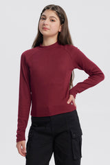 Polera Niña Cuello Alto Parcial Rojo