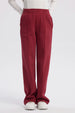 Pantalón buzo niña rojo de pierna ancha con cintura elástica y sin estampa visible ideal para un look cómodo y moderno