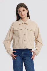 Chaqueta Niña Slim Cuello Camisero Beige