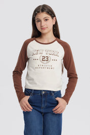 Polera Niña Cuello Redondo Crudo