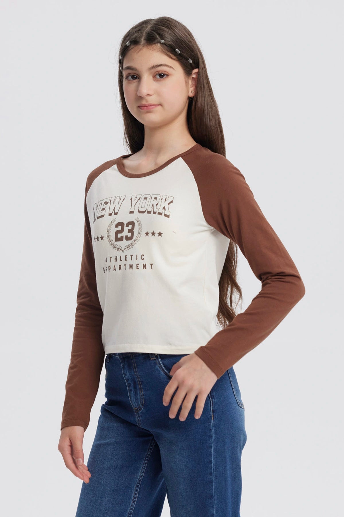 Polera Niña Cuello Redondo Crudo