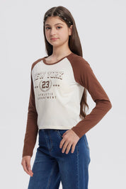 Polera Niña Cuello Redondo Crudo