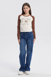 Polera Niña Cuello Redondo Crudo