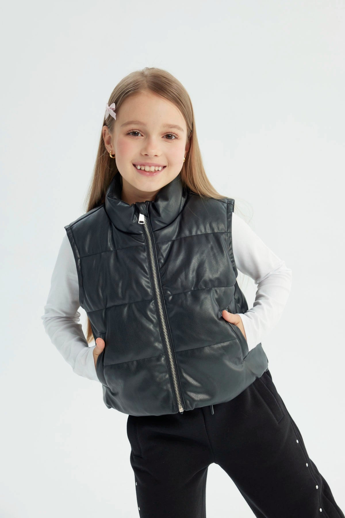 Parka Niña Slim Cuello Con Cierre Negro