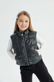 Parka Niña Slim Cuello Con Cierre Negro