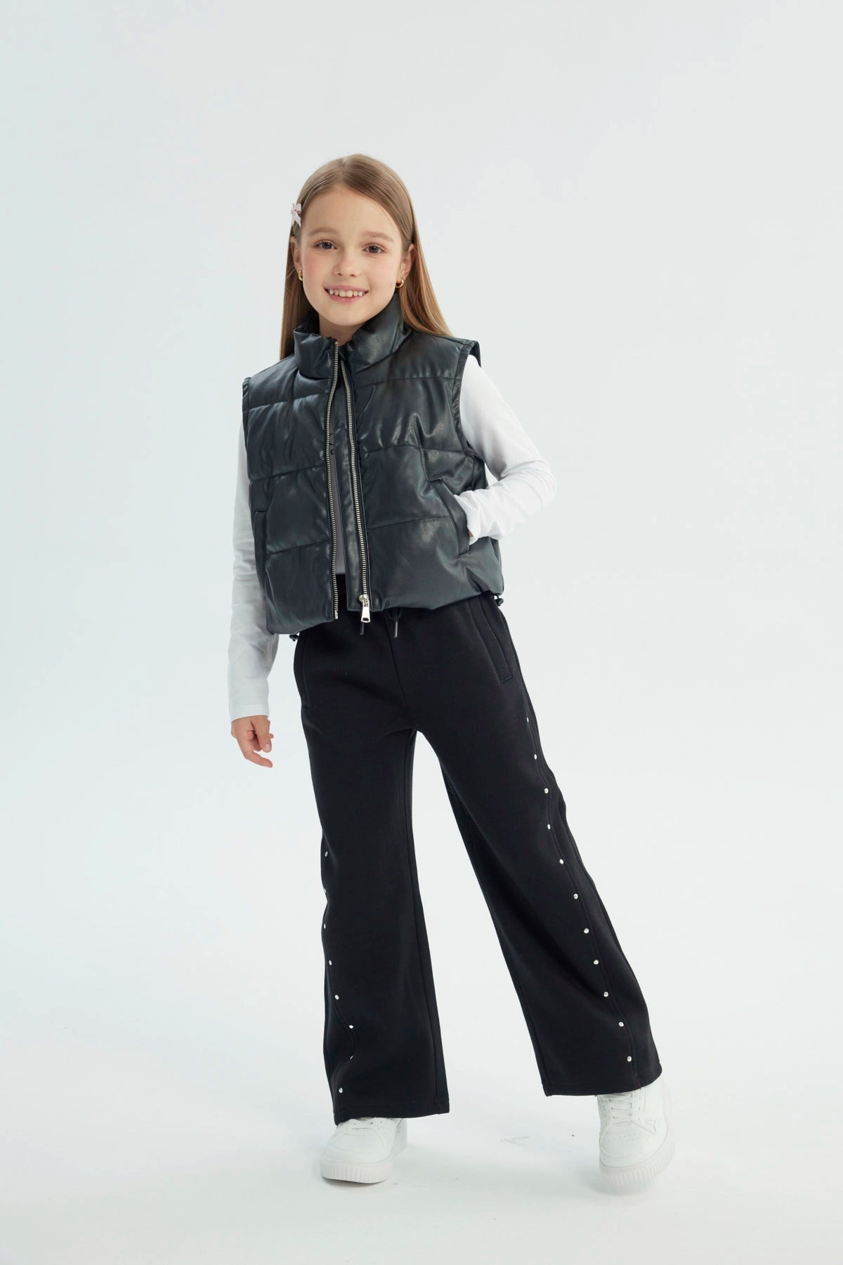 Parka Niña Slim Cuello Con Cierre Negro