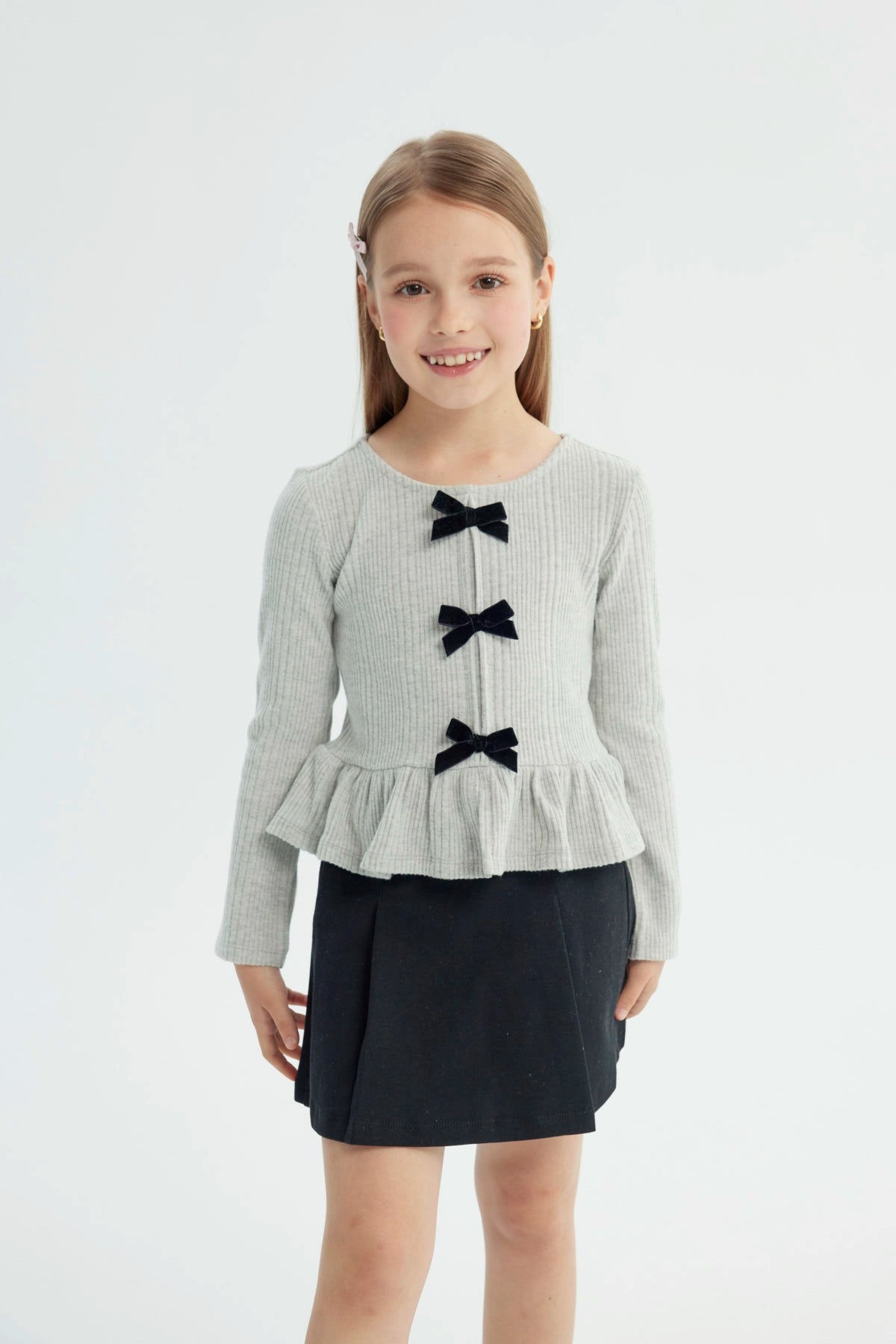 Polera Niña Regular Gris Melange