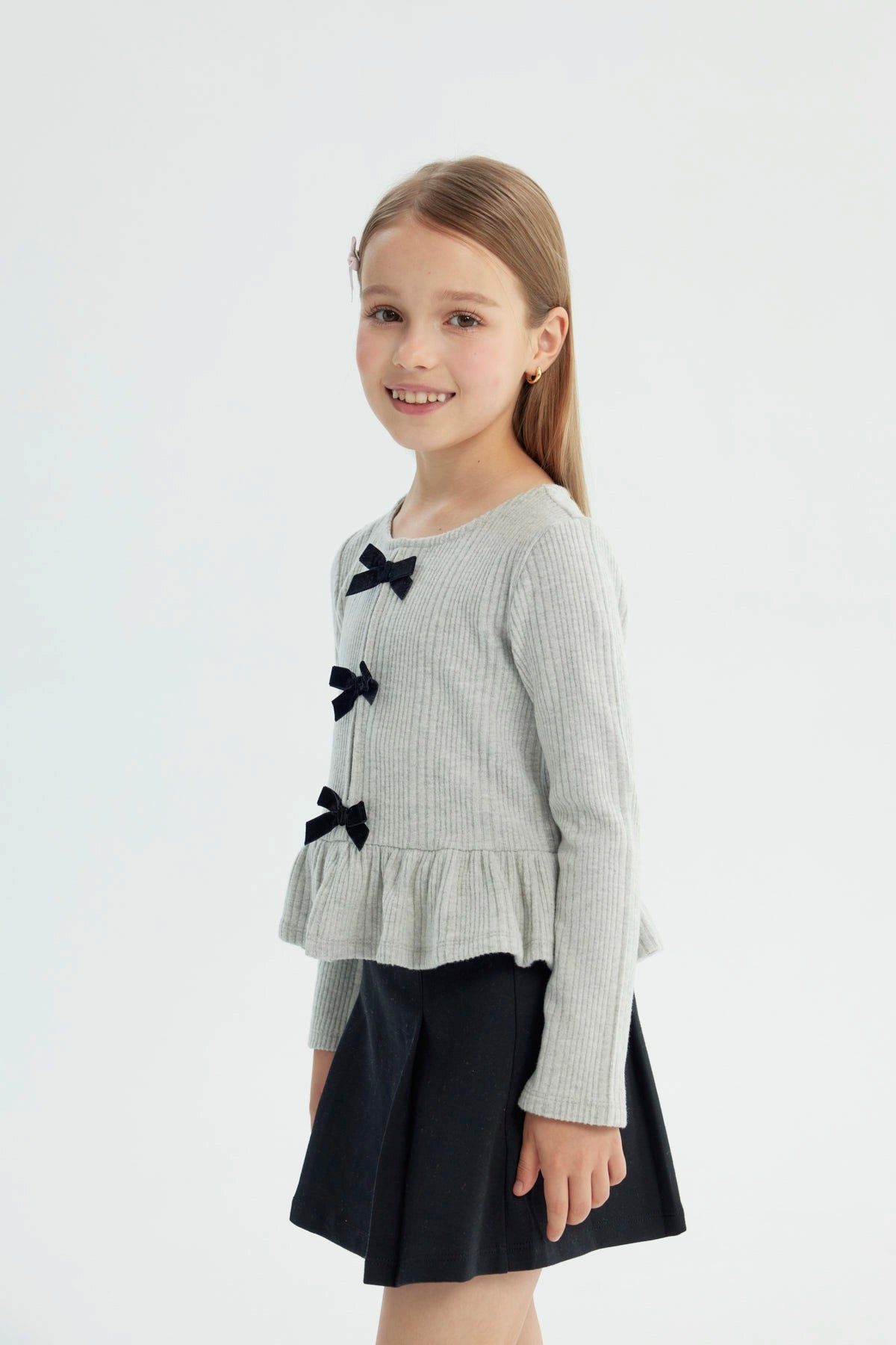 Polera Niña Regular Gris Melange