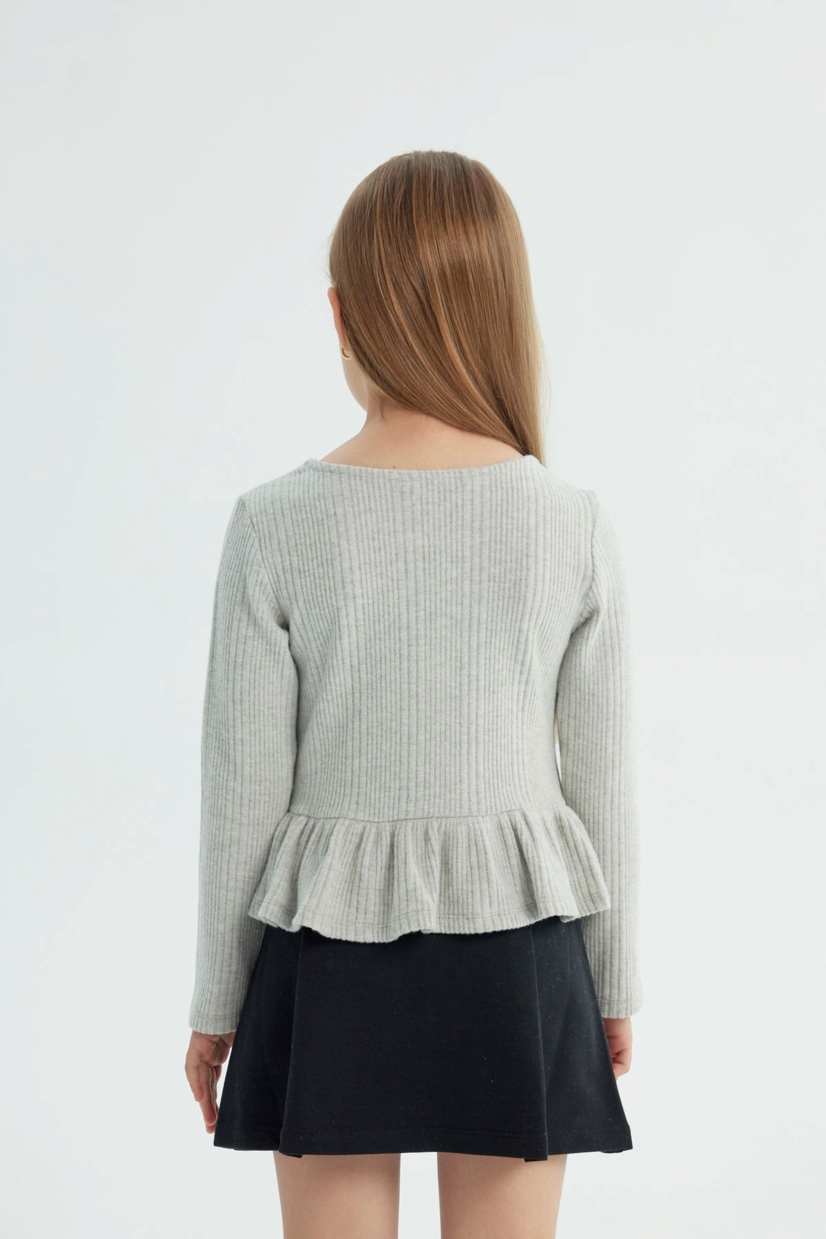 Polera Niña Regular Gris Melange