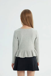 Polera Niña Regular Gris Melange