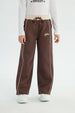Pantalón Buzo Niña Wide Leg Café
