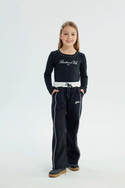 Pantalón Buzo Niña Wide Leg Negro