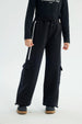 Pantalón Buzo Niña Wide Leg Negro