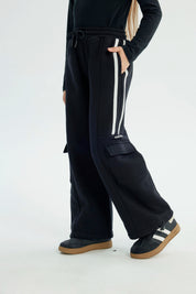 Pantalón Buzo Niña Wide Leg Negro